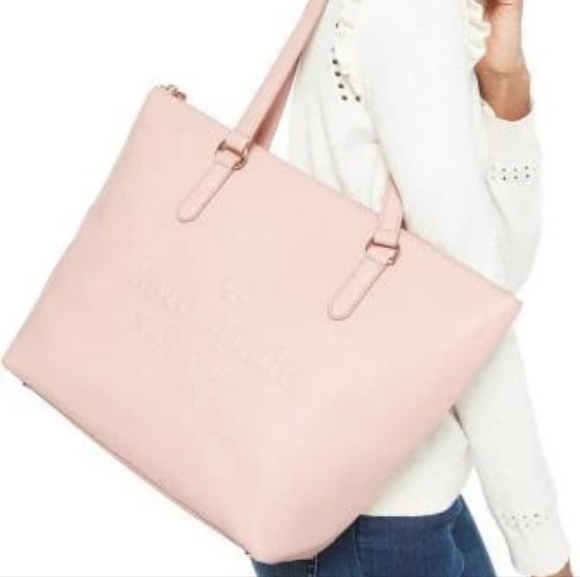 Kate Spade Larchmont Avenue Logo Penny Pink Pebbled Leather